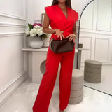 Summer New Women's Buttons Broad-Legged Pants Temperament Commuting Fashion