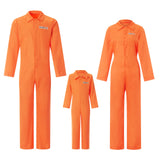 Unisex Jail Costumes Letter Print Long Sleeve Prison Jumpsuit for Adults Toddlers Role-Playing Party Cosplay Outfits-Outfit