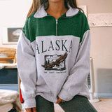 2021 Vintage Zip up Women Sweatshirts Streetwear Letter Printed Hoodies Women Back To The Basics Loose Sweatshirt with