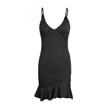Backless Dresses Lady Mini Club Weeding Party Elegant Sloid Pencil Spaghtti Slip Sheath Bodycon V-Neck Short