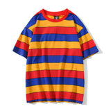 2020 Summer Brand Casual Washed T-Shirts Men Vintage Contrast 100% Cotton Tops Striped Fashion Male T