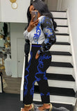 Retro Print Long Sleeve Shirt and Pant