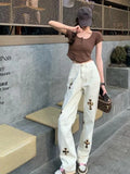 Printed Casual Trousers CH Vintage Li Weiss Bottom Version High Waist And Skinny Jeans-Outfit