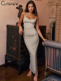 Elegant Maxi Dress Women 2024 Sexy Halter Spaghetti Lady Long Dresses Girls Female Robe Evening Party Robe Streetwear New-Outfit