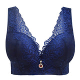 Wire Free Bra Big Size Push Up Brassiere for Women Vest Lace Plus Size Bras 32 to 50 White