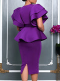 Women's Fashion Elegant Lotus Leaf Side Dress Women's Dress African