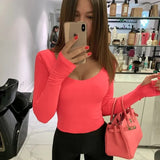Neon Bodysuit Women Long Sleeve Bodycon Sexy 2021 Autumn Winter Streetwear Club Party Outfits Casual Female