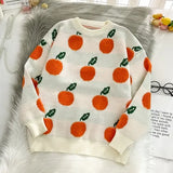 Japanese Style Knitted Jacquard Women Sweaters Korean O Neck Long Sleeve Winter Pullovers Vintage Sueter