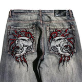 Skull Embroidered Baggy Jeans Hiphop Hip Hop Street Retro Trousers With Old Wide Legs-Outfit