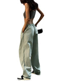 Pants Y2K Clothes Loose Drawstring Low Waist Joggers Trousers Women Casual Outfits Streetwear Baggy Wide Leg Sweatpants-Outfit