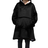 Oversized Long Hoodies Winter Fleece Warm TV Blanket with Sleeves Pocket Sweatshirts Thick Sherpa Giant Hoody