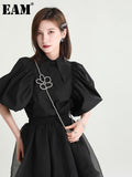 Women White Shaped Elegant Blouse New Lapel Half Lantern Sleeve Loose Fit Shirt Fashion Tide Spring Summer 2023