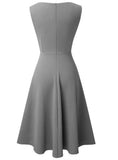 Sexy V-neck Sleeveless Solid A-line Midi