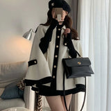 High Quality Winter Woolen Cloth Shawl Outerwear Women French Ladies Single-Breasted Thick Warm Cape