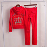 Piece Set Sweatsuit Hoodies Long Sleeve Tops and Pants Fashion Pattern Velvet Women Tracksuit for Sport
