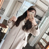 And Winter 2021 New Korean Loose College Style Black Woollen Coat Medium Long Small Tweed Coat For