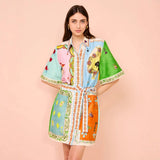 Spring-Summer Women's High-End Print Holiday Collared Short-Sleeved Dress