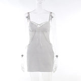 Summer Fashion Women's Dress Bag Hip Dress Sexy Hollowed-Out Back Tie Lace Dress Woman-Outfit