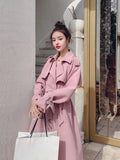 Clothes Women Solid Color Lapel Double Row Button Women's Coat Windbreaker Trench Coat for Women Jackets Female