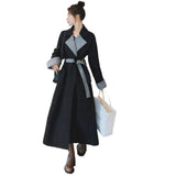 Lady Black Hepburn Wool Coat Women's Middle And Long 2021 Fashion Winter New Loose And Thin Temperament Thick Woolen