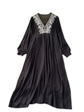 Fat Mm Large-Size Women's New Embroidery V-Neck Loose Long National Style Holiday Dress
