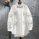 Korean Fashion Patchwork Bowknot Shirt For Women Lapel Lantern Sleeve Button Through Blouse Female Clothing