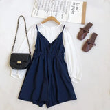 VAREY LIN New Autumn Women Chiffon Spaghetti Strap Jumpsuits Long Sleeve O Neck Elastic Waist Ladies Wide Leg