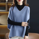 Vest Women Autumn Korean Style Loose Knitted V-neck Outerwear Simple Solid All-match Trendy Leisure Harajuku Elegant
