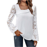 Women's Wear 2024 Spring And Autumn Fashion Elegant New Lace Spliced Knitted Blouse-Outfit