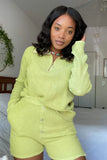 Casual Zipper Shirt and High Waist Shorts