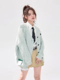 Sweater Coats Women 2022 Autumn Long Sleeve Button Fur Jacket Cardigan Office Lady Korean Fashion Y2k Clothing