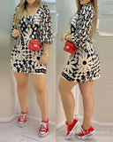 European and American new women's black printed square neck