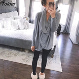 Women Casual Long Sleeve T Shirts Tee Tops Fashion Spring Autumn Irregular Style Cross