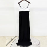 Star Fashion Black And White Slings Open Fork Dress And Floor