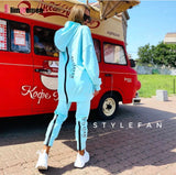 Street Loose Oversized Tracksuit Back Zipper Long Hoodie + Pants Set Winter Alphabet Sportswear Pullover Hip-Hop Two-Piece