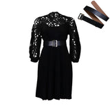 Women's 2025 New Temperament Pure Color Lace Hook Hollow Press
