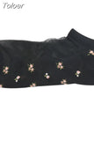 1 Pair Breathable Ultra Thin Socks 2023 Spring Summer Women Transparent Lace Silk Crystal Rose Flower Short Socks