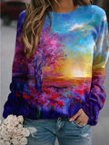 Landscape Flower Floral Print Long Sleeve