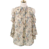 Summer New Off-Shoulder Pullover Floral Loose Blouse Women Short Sleeve OL Chiffon Shirt Women Blusas Mujer De Moda