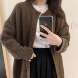 Cardigan Candy Color Soft Waxy Sweater Girl Autumn And Winter New Loose Lazy Circle Yarn Sweater Jacket-Outfit