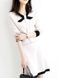 Ladies Women Sweater Skirt Suit Casual Knitted Female Skirts Suits Bow Button Two Piece Sets Womens Outifits Winter