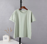 Summer Cotton Sets Women Casual Two Pieces Short Sleeve T Shirts and High Waist Short Pants Solid Outfits