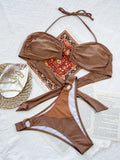 Bikini Halter Solid Hoop Two Piece