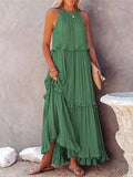 Style Ruffled Long Dress Wide Hem