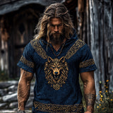Men's Short-Sleeved Loose Casual Hoodie 3D National Style Digital Printing Short