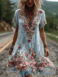 Flower Striped Vest Dress Dress Vacation