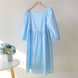 New 100% Cotton Women's Summer Rose Red Dress Elegant Casual Ruffle Dresses Short Sleeve A-line Mini Green Dress for