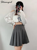 Pleated Skirts For Women Short White High Waist Mini Skirts With Shorts Inside A Line Gray pleated Skirt High Waist