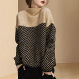 New 2022 Autumn Spring Knitting Turtleneck Pullovers Loose Sweater Multi Color Bottoming Long Sleeve Minimalism