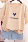 100% Cotton L-5XL T Shirt Plus Size Tshirt Short Sleeve Cartoon Women Top Summer Sweet Couple O Neck Oversized T